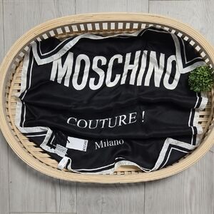 Moschino Monochrome Logo Silk Scarf